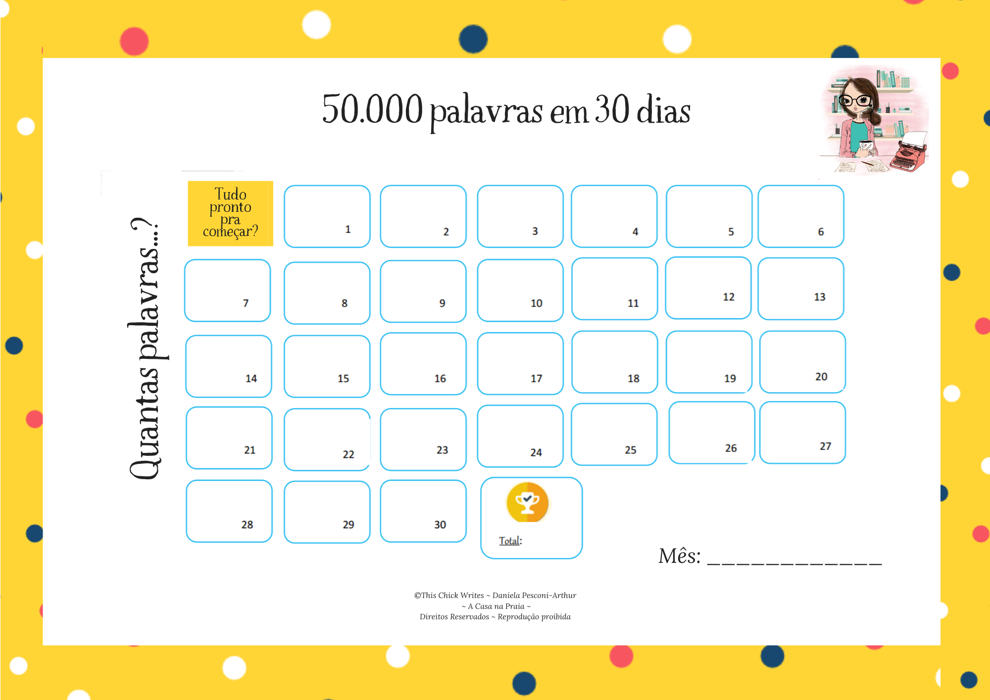 Calendario contador de palavras - Daniela Pesconi-Arthur - A Casa na Praia